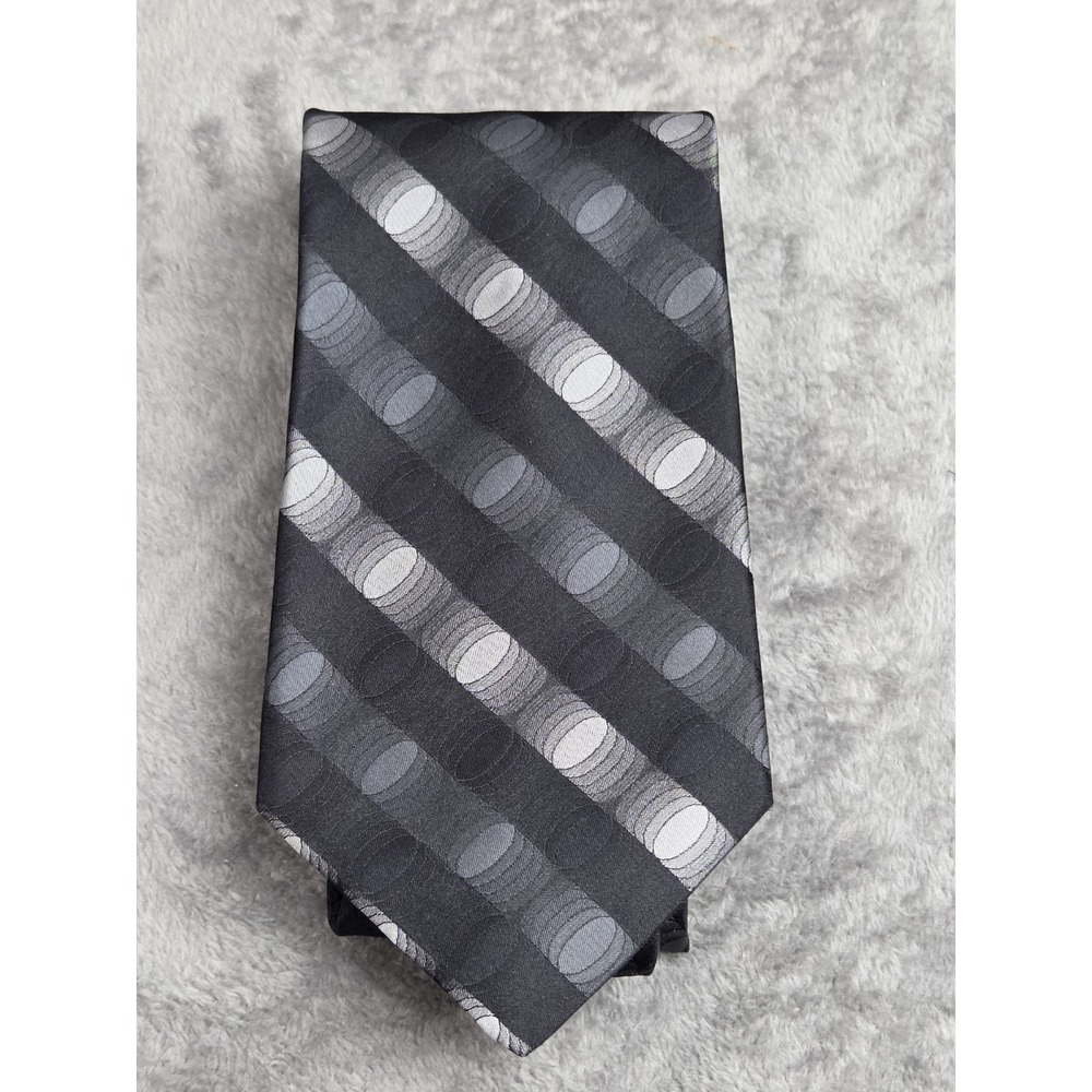 Vintage Black Gray Abstract Tie Silk Classic Murano